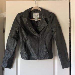 Gray Leather Jacket American Rag